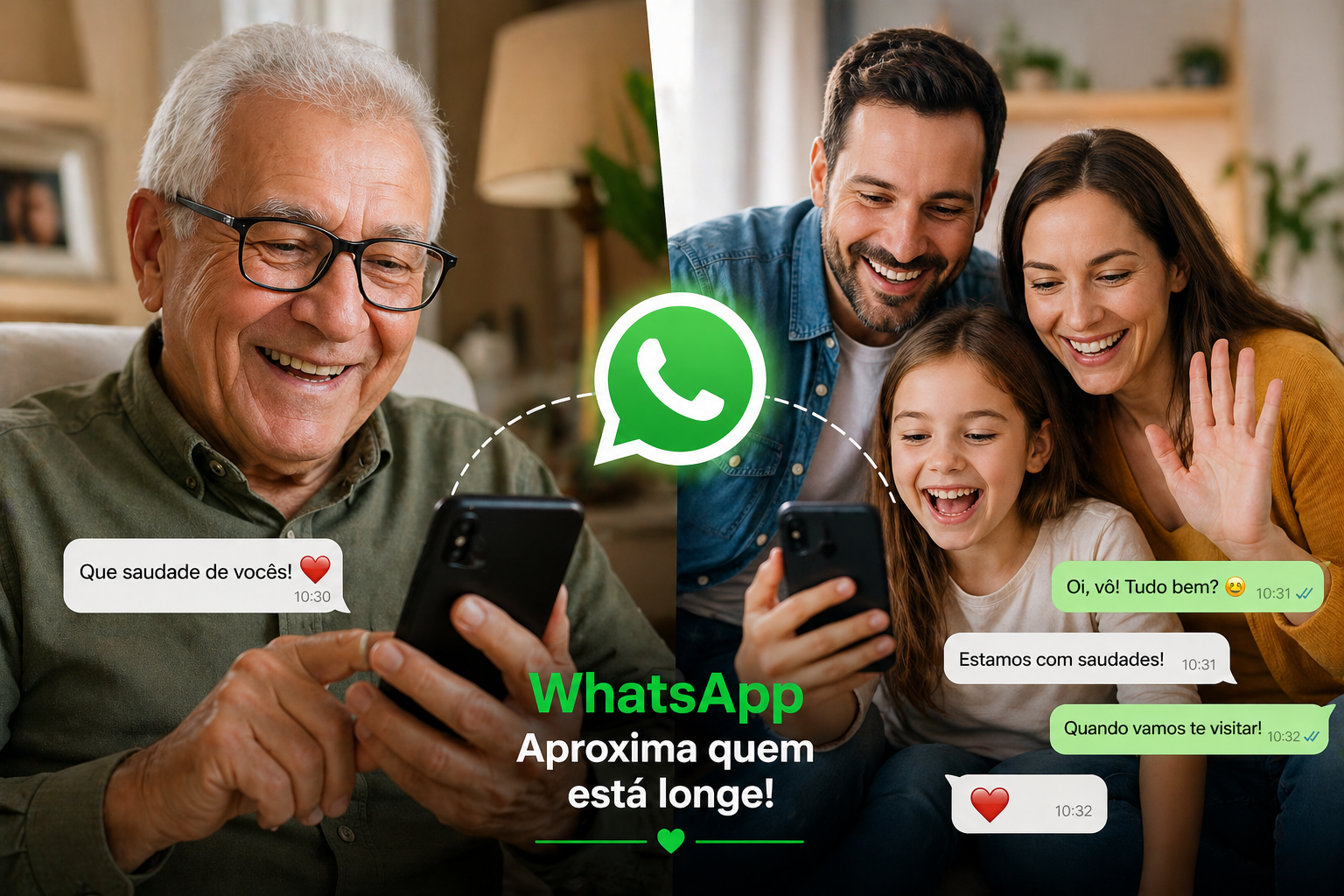 Família conversando pelo WhatsApp